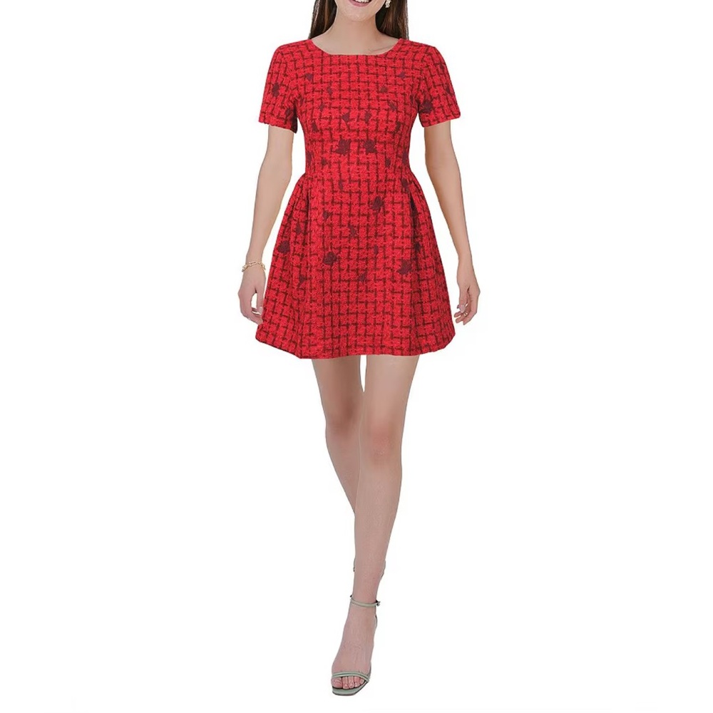 NWT Fanm Mon Samantha Red Tweed Mini Dress Size M
